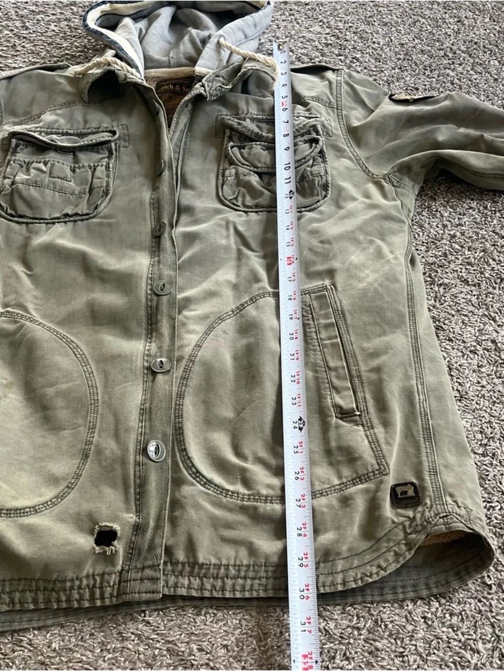 Scotch & Soda Large Women's Green Military Field Jacket Zip Up Utility M65 FLAWS - Picture 8 of 10